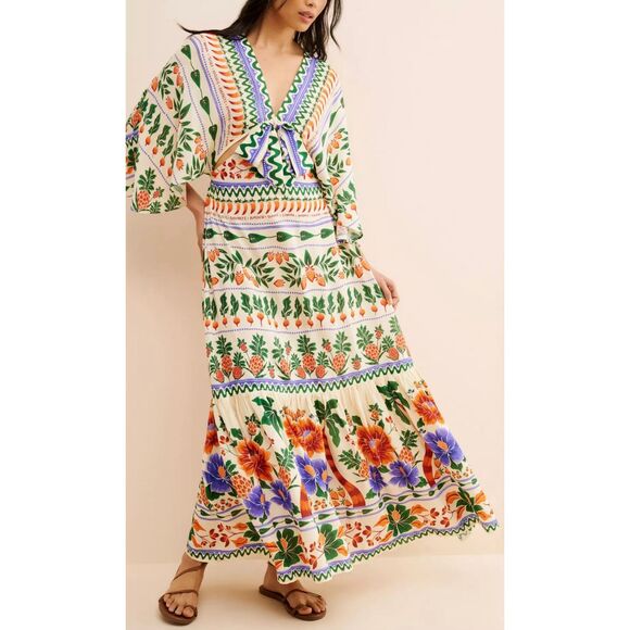 FARM Rio V-Neck Kaftan Maxi Cut-Out Dress - Picture 1 of 13